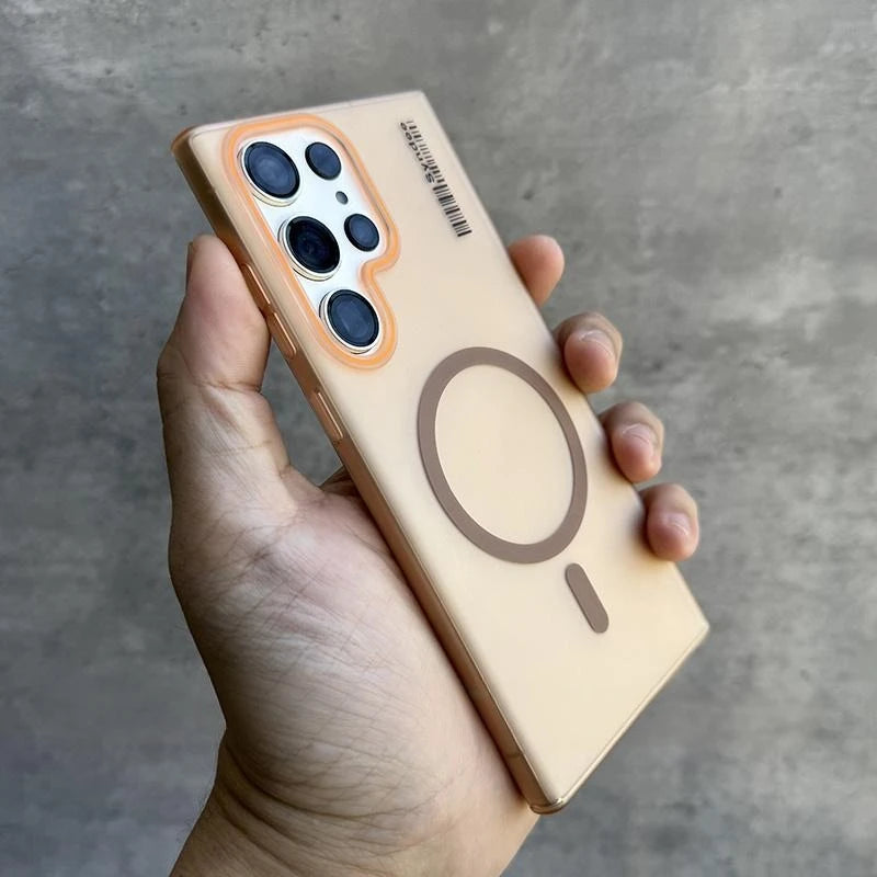 Luxury Mat Magnetic Wireless Charge Magsafe Case for Samsung S24 S23 S22 S25 Ultra Note 20 Slim Lable Cover for Galaxy S25 Plus